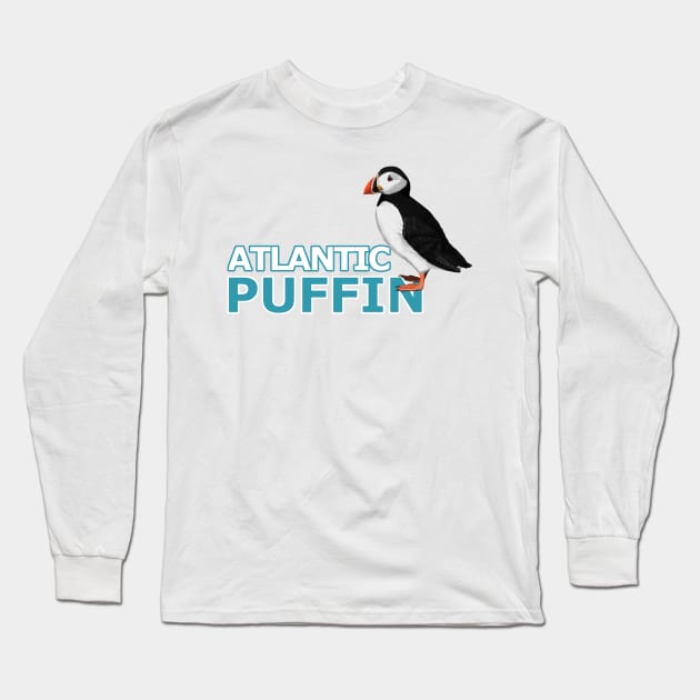 jz.birds Puffin Bird Watching Birding Design Long Sleeve T-Shirt by jzbirds